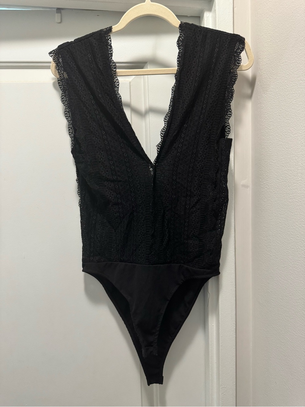 Zara Black Lace V-Neck Bodysuit